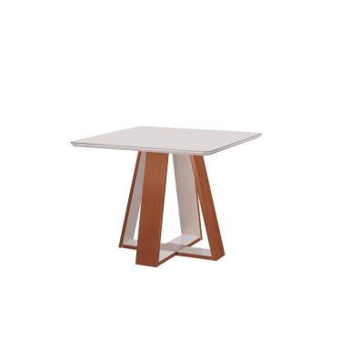 Imagem de Mesa De Jantar Quadrada 90X90 Cm 4 Lugares Grécia Lj Castanho Prêmio/Off White