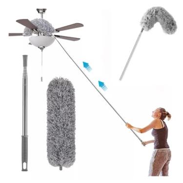 Imagem de Espanador de Pó Extensível com até 2,80 Metros de Microfibra com Cabo de Aço Inoxidável e Ajustável Haste Flexível Retrátil Limpeza de Áreas Altas e Locais Difíceis - Linha Premium