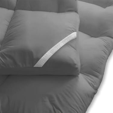 Imagem de Protetor De Colchão Pillow Top Cama Box Casal Macio Ortopédico ，Apropriado para a sala das crianças, o quarto e a outra cena, trazem a experiência do sono da qualidade(Solteiro,Cinza)