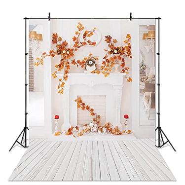 Imagem de Avezano Pano de fundo de folhas de bordo de outono natureza placa de madeira branca lareira fundo de fotografia de Ação de Graças outono crianças retrato de bebê sessão de fotos para estúdio