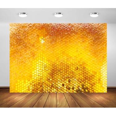 Imagem de BELECO Tecido 3 x 2,4 m Pano de Fundo de Abelha Favo de Mel Colmeia de Abelha Fundo Dourado Tema de Abelha Doce Princesa Menina Decorações de Festa de Aniversário Faixa de Chá de Bebê Cabine