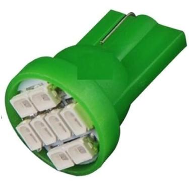 Imagem de Lâmpada LED T10 Pingo, 8 LEDs, 12V, para Teto, Mala e Placa (Verde)
