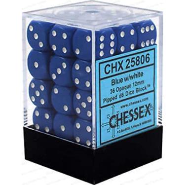 Imagem de Chessex CHX25806 Dados opacos: conjunto 36D6, azul/branco