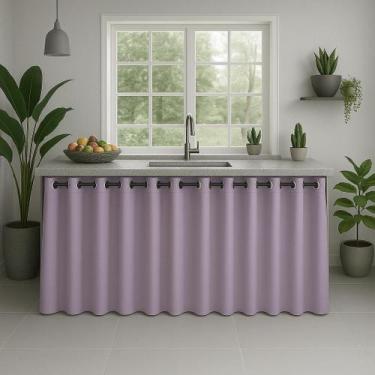 Imagem de Cortina Pia De Cozinha Para Varão PVC Impermeável - Feffo Cortinas, Co