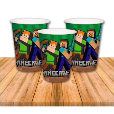Imagem de 8 Lembrancinha Minecraft Copos Aniversário festa 240ml - Regina Festas