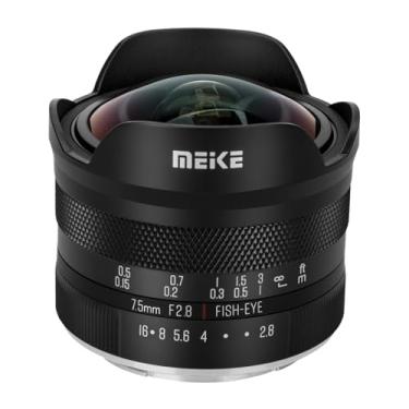 Imagem de Meike Lente olho de peixe circular ultra larga F2.8 de 7,5 mm F2.8 lente de foco manual compatível com câmeras sem espelho Panasonic Lumix Olypums M43 Mount GH4 GH5 GH6