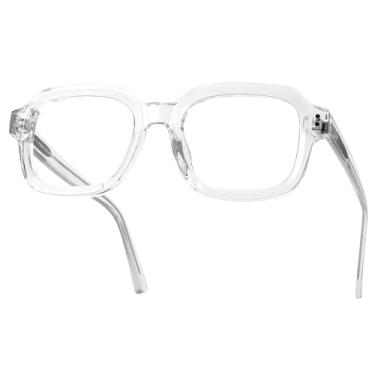 Imagem de Óculos de Proteção Contra Luz Azul JFXQDR Unissex Armação Quadrada Retrô Gamer para Computador Anti reflexo & Proteção UV400 Certificada Modelo RF6214 (Claro)