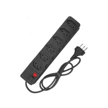 Imagem de Filtro de Linha com 6 Tomadas, Cabo 85cm, Fusível de Proteção, Bivolt 127V/220V, Preto