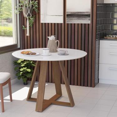 Imagem de Mesa Jantar Eames Eiffel Redonda 110cm Lívia Base Madeira Maciça - Branca