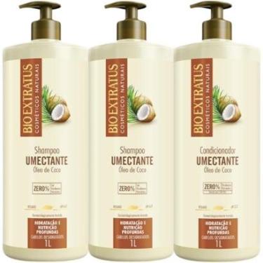 Imagem de Kit 2 Shampoo 1 Condicionador Umectante 1L Bio Extratus-Unissex