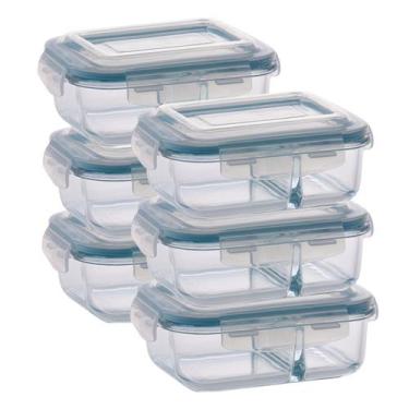 Imagem de kit 6 Pote de vidro Hermético 1040ml Divisoria Mantimentos - QUALITY H