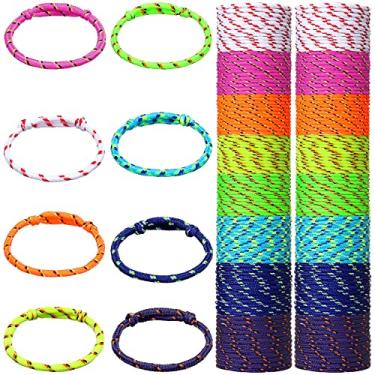 Imagem de Pulseiras de amizade corda 168 pulseiras em 8 cores sortidas pulseiras ajustáveis para crianças, corda de néon, pulseiras de amizade para meninas e meninos bolsa de bufê para festas