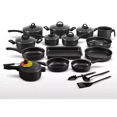 Imagem de Conjunto Panelas Antiaderente 17 Peças Preto - Marpal