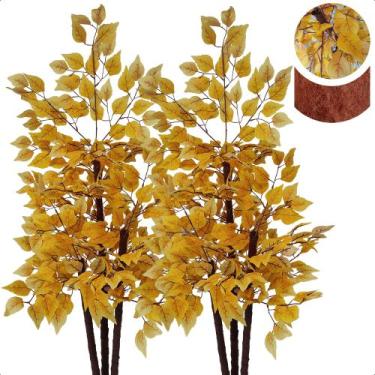 Imagem de Kit 2 Planta Artificial Ficus Amarelo Sem Vaso Decoração - Flor de Men