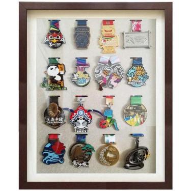 Imagem de Molduras De Fotografiamoldura De Certificado Moldura De Caixa De Medalha Para Exibir Medalhas De Guerra/Militares/Esportivas, Black, 2 holes 24 * 33cm