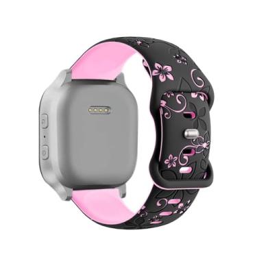 Imagem de GeeBerYo Pulseiras com gravação de flores em dois tons compatíveis com relógio Gizmo 3 2 1/Gabb Watch 3 2 1/SyncUP/Cosmo JrTrack infantil, pulseira esportiva de silicone macio de 20 mm para meninos e