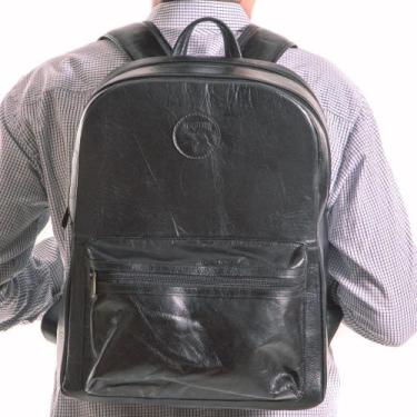 Imagem de Mochila Masculina 2 Ziper Em Couro Notebook - Sparttan, Unico, Preto