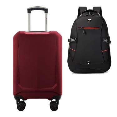 Imagem de Kit Mala de Viagem Bordo 10kg ABS Rígida Rodas 360º Duplas Cadeado Segredo Gladiador A6MB com Mochila Executiva Notebook
