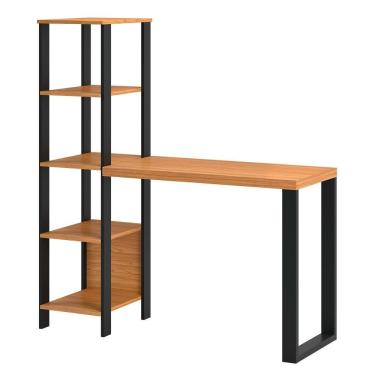 Imagem de Estante Escrivaninha Estilo Industrial F29 Freijó-preto Fosco - Pradel