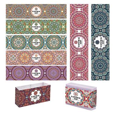 Imagem de PH PandaHall 90 peças de papel para embalagem de sabão Mandela Floral, 9 Estilos de Papel de Embrulho de Sabão Fita Vertical de Papel de Sabão para Embalagem de Sabonete Caseiro, 20 cm de Comprimento