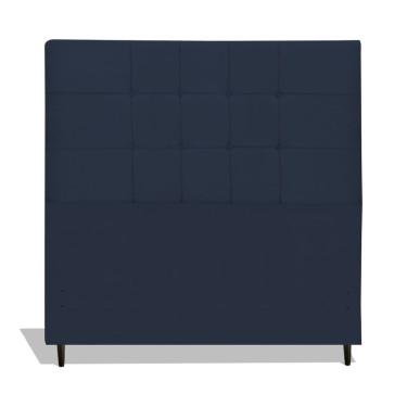 Imagem de Cabeceira Estofada Box Casal Encosto Para Cama Barcelona 144x126 Azul Marinho 