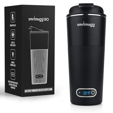 Imagem de SmrtMugg Caneca de café aquecida GO, caneca de viagem, caneca inteligente de 382 g, caneca de café aquecida alimentada por bateria, ótima para café e chá, cabo de carregamento magnético de encaixe,