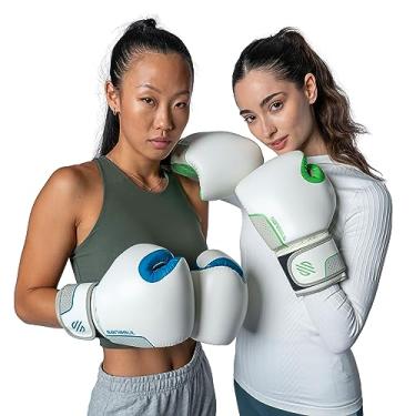Imagem de Sanabul Luvas De Boxe Hyperstrike Para Mulheres, Kickboxing, Mma E Muay Thai, Treinamento Sparring, Saco Pancadas Pesado, Azul/Branco, 10 Oz