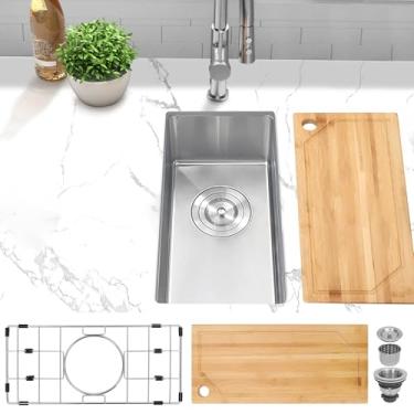 Imagem de Lonsince Pia de barra de montagem inferior, pias para trailers ao ar livre, pequena pia de preparação de aço inoxidável para área de bar molhado (24 x 45 cm)