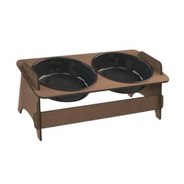 Imagem de Comedouro Para Ração e Água Elevado Para Cachorros e Gatos em MDF Com 1 Ou 2 Potes