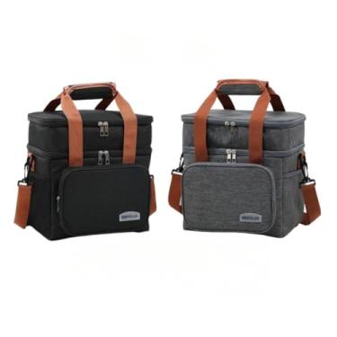 Imagem de Bolsa Termica Expansível De Grande Capacidade Para Piquenique Adequado Para Viagens Ao Ar Livre Na Praia ychen(Kit 2 Preto E Cinza)