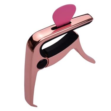 Imagem de WALFRONT Liga de Zinco de Capo de Guitarra Com 3pcs Guitarra Picadas de Ponte Pino Acessórios Multifuncionais para Ukulele Bandolin Banjo (Rose Gold)
