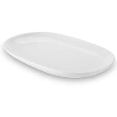 Imagem de Travessa Oval Melamina 26,2x17cm Rasa Buffet Branca Restaurante Salada