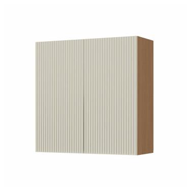 Imagem de Armário Aéreo Nesher Simone Mendes em MDF 15mm com 2 Portas e 1 Prateleiras - 80cm de largura – Carvalho/Greige