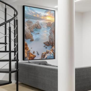 Imagem de Quadro decorativo mar entre pedras vertical - MeMoldura, 80x120cm, Mol