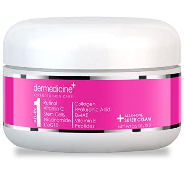 Imagem de All In One Creme Super Antienvelhecimento para o Rosto com Retinol, Vitamina C, Células-tronco, Vitamina E, CoQ10, Colágeno, Ácido Hialurônico, DMAE, Peptídeos, Niacinamida para um Teste de Pele Mais Jovem
