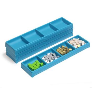 Imagem de GameTamer Pacote com 4 bandejas de fichas para jogos de tabuleiro Meeples (conjunto de 4, azul aqua)