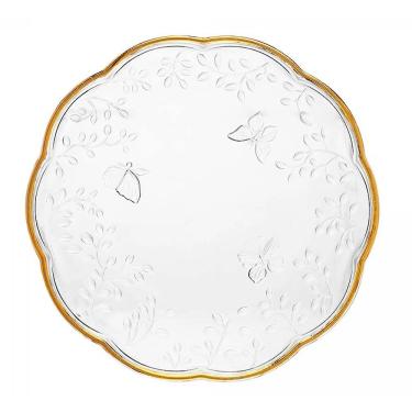 Imagem de Conjunto 6 Pratos Sobremesa New Butterfly Fio de Ouro Cristal 20cm 220864 - Lyor