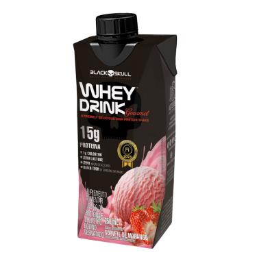 Imagem de Whey Drink Gourmet - Pronto Para Beber - 1 Unid  - Black Skull Whey Drink Gourmet 250ml - Morango - 1 Unid