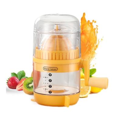 Imagem de Espremedor manual manual para laranja, limão e laranja, espremedor de frutas com manivela, ferramenta prática de cozinha com copo de medição e filtro integrados, 500 ml
