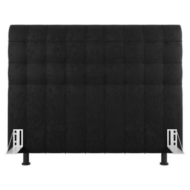 Imagem de Cabeceira Cama Box Casal King Size Dahlia 195Cm Com Frame Suede Preto 