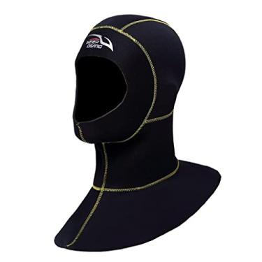 Imagem de Aymzbd Wetsuit Scuba Hood Neoprene Dive 4 Tamanhos Chapéu de Mergulho Boné Subaquático Cabeça Preto, Costura Amarela S