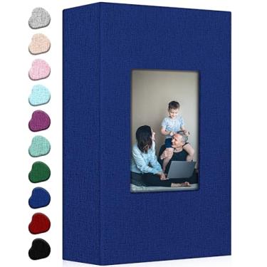 Imagem de EJBLFE Álbum De Fotos 4X6, Capa Linho Deslizante, Com Capacidade Para 300 4X6 50 Folhas Pretas Família, Casamento, Bebê E Feriados (Azul Escuro)