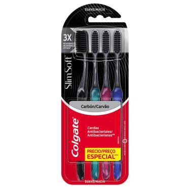 Imagem de Escova Dental Colgate Slim Soft Black 4 Unidades
