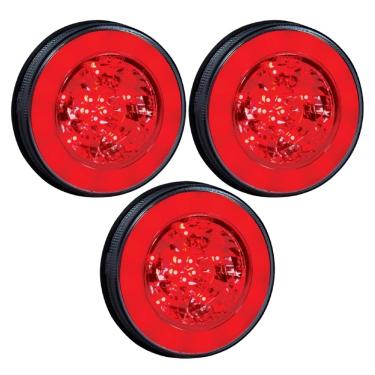 Imagem de 3 Lanterna Traseira Vermelho Halo Light Led 24v Freio