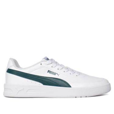Imagem de Tênis Masculino Puma Court Classic Clean Urbano Branco/verde, Branco, 