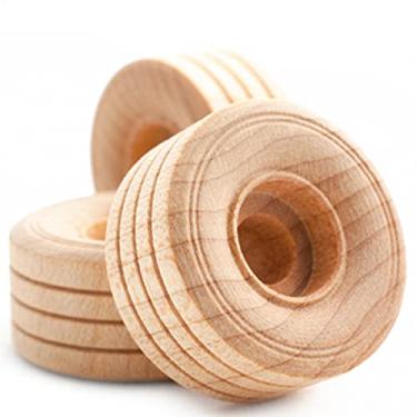 Imagem de Pinehurst Crafts Mini Rodas De Brinquedo Madeira Com Esteiras, 1 Polegada Diâmetro X 1/2 Espessura (Furo 1/4 Polegada), Pacote 50