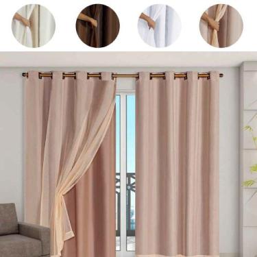 Imagem de Cortina Blackout Pvc com Voil Tecido 4,0 M X 2,5 M em 4 Opções de Core