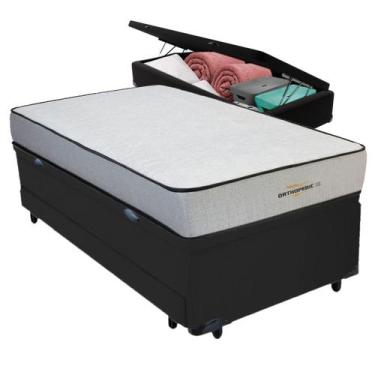 Imagem de Bicama Baú Preto + Colchão Orthopedic D33 V-Tech Solteiro