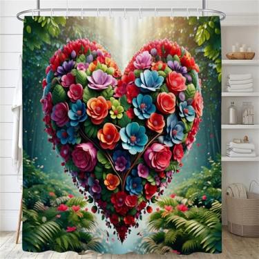 Imagem de Cortina de chuveiro de flores, cortina de chuveiro floral, flores e plantas, cortinas de banheiro, casa, SK5126, L90 x A180 cm, 35 x 70 pol.