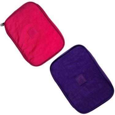 Imagem de Kit 2 Estojos Escolar Box Femininos Unissex Infantil Necessaire Maquia
